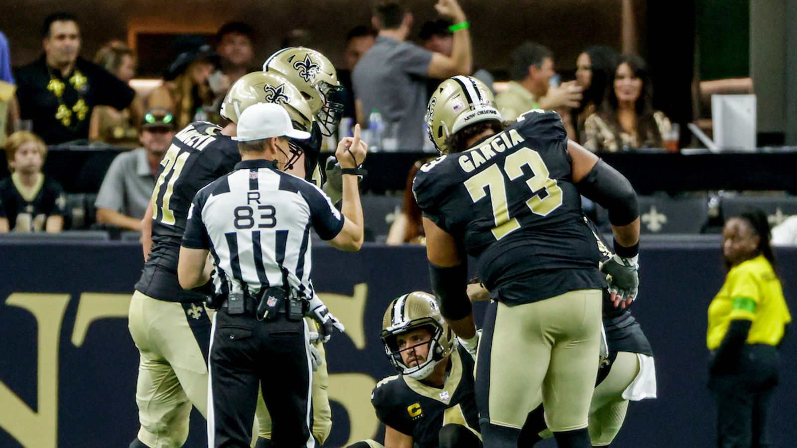 FILE - New Orleans Saints tight end Juwan Johnson (83) attempts to