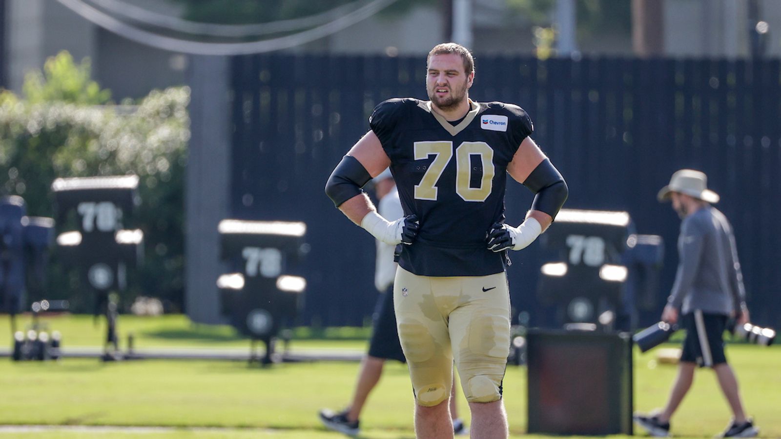 New Orleans Saints offensive tackle Trevor Penning (70) runs